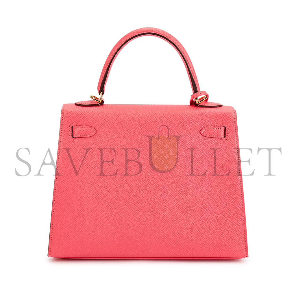 HERMÈS MASTER ROSE AZALEE EPSOM KELLY 25 SELLIER GOLD HARDWARE (25*17*7cm) 